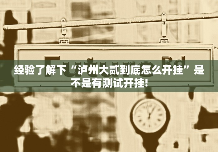 经验了解下“泸州大贰到底怎么开挂”是不是有测试开挂! 经验了解下“泸州大贰到底怎么开挂”是不是有测试开挂!