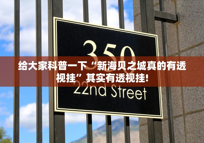 给大家科普一下“新海贝之城真的有透视挂”其实有透视挂!