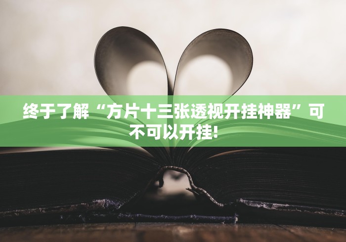 终于了解“方片十三张透视开挂神器”可不可以开挂!