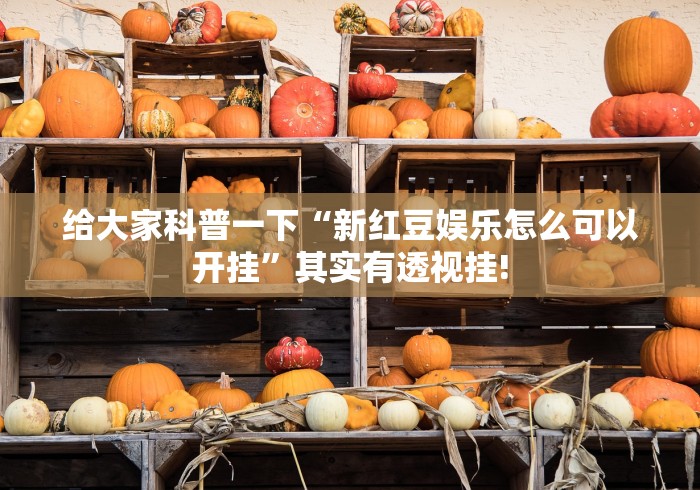 给大家科普一下“新红豆娱乐怎么可以开挂”其实有透视挂!