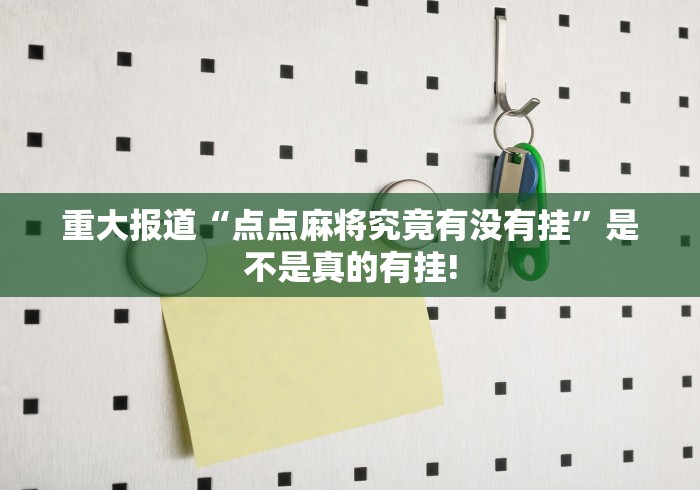 重大报道“点点麻将究竟有没有挂”是不是真的有挂!